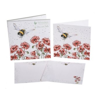 Wrendale-briefkaarten-enveloppen-12_stuks-FLIGHT_OF_THE_BUMBLEBEE-Klaproos-Hommel-NCP015