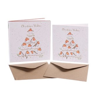 Wrendale-designs-Kerstkaarten-enveloppen-8_stuks-ROCKIN_ROBINS-Christmas_wishes-roodborstjes-mistletoe-XB043
