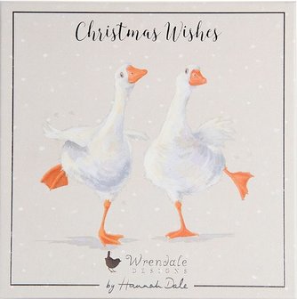 Wrendale-Luxury-boxed-Christmas-cards-luxe-Kerstkaarten-enveloppen-box/8-DANCING-ON-ICE-Twee-ganzen-dansen-ijs-sneeuw-LXB007-Ha
