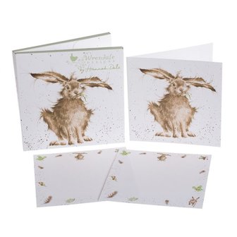 Wrendale-Notecard-Pack-HARE_BRAINED-12-kaarten-enveloppen-Haas-NCP003