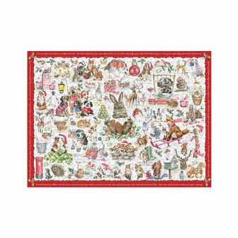 Wrendale-boxed-Jigsaw-puzzle-1000_pcs-A_COUNTRY_SET_CHRISTMAS-dieren-kerststemming,kerstmis,PUZZLE006,