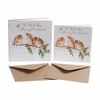 Wrendale-Kerstkaarten-enveloppen-8_stuks-CHRISTMAS MICE-muizen-Hulsttak-XB008