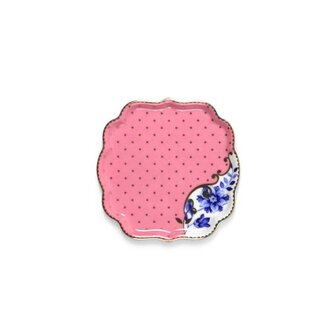 Pip-Studio-thee_tipje-ROYAL-side-plate-10cm-roze-stippen-blauwe-bloemen-