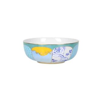 Pip-Studio-kom-bowl-ROYAL-15cm-blauw-groen-wit-geel-goud-kleine-blauwe-bloemen-