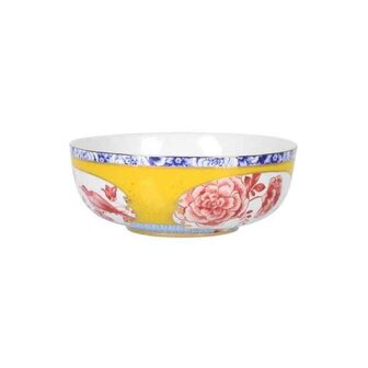Pip-Studio-kom-bowl-ROYAL-Multi-17cm-blauw-groen-wit-geel-goud-roze-bloemen-