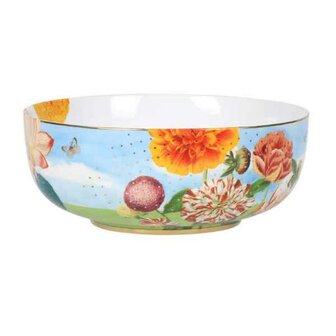 Pip-Studio-kom-schaal-bowl-ROYAL-Multi-20cm-blauw-groen-wit-geel-goud-bloemen-51003042
