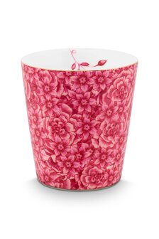 PIP-Studio-mug-without-ear-ROYAL-FLOWER-gold-dark-pink-gebloemd-beker-zonder-oor-donker_roze-51.002.