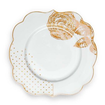 Pip-Studio-gebaksbordje-plate-ROYAL-WHITE-side_plate-17cm-rand-bloem-goud-51.001.0135