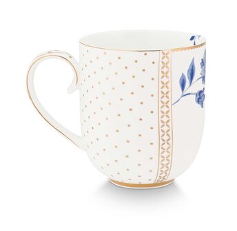 Pip-Studio-ROYAL-WHITE-Large-Mug-wit-325ml-gold-blue-flower-goud-blauwe-bloem-51002107