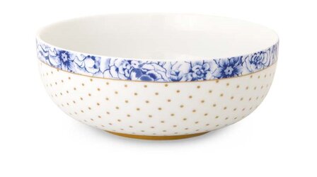 PIP_Studio-kom-bowl-schaal-ROYAL-WHITE-15cm-wit-blauw-goud-stippen-bloemen-rand-51.003.062-