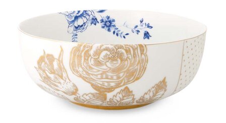 Pip-Studio-kom-schaal-bowl-ROYAL-WHITE-wit-porselein-bloemen-goud-blauw-51.003.063