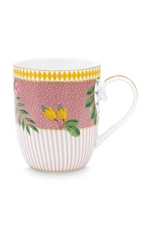 Pip-Studio-LA-MAJORELLE-mug-beker-Tasse-Small-pink-roze-145ml-flower-stripe-51.002.246