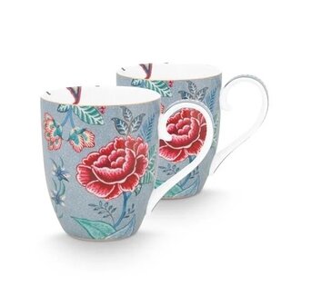 PIP-Studio-giftset-2-XL-mugs-ORIENTAL-FLOWER-FESTIVAL-2-bekers-450ml-blauw-51.002.314