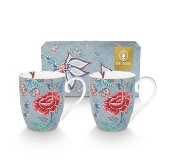 PIP-Studio-giftset-2-XL-mugs-ORIENTAL-FLOWER-FESTIVAL-2-bekers-450ml-blauw-51.002.314