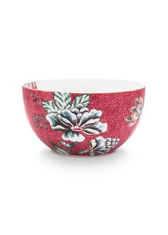 PIP_Studio-kom-bowl-small-12cm-FLOWER-FESTIVAL-Dark-Pink-donker-roze-bloemen-goud-randje-51.003.194