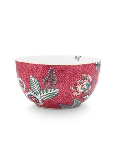 PIP_Studio-kom-bowl-small-12cm-FLOWER-FESTIVAL-Dark-Pink-donker-roze-bloemen-goud-randje-51.003.194