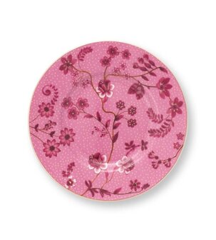 Pip-Studio-Petit_four-bordje-small-plate-JOLIE-Flowers-Pink-plate-12cm-donker-roze-bloemetjes-51.001.503