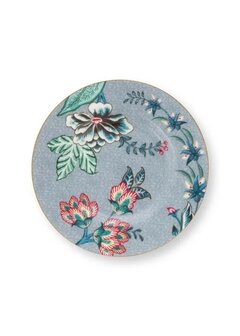 PIP_Studio-Petit-Four-bordje-FLOWER-FESTIVAL-Light-Blue-12cm-blauw-bloemen-goud-randje-51.001.283