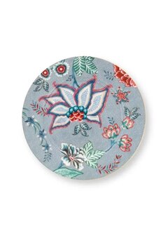 PIP_Studio-Plate-gebaksbordje-FLOWER-FESTIVAL-Light-Blue-17cm-blauw-bloemen-goud-randje-51.001.284