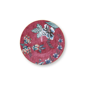 PIP_Studio-Petit-Four-bordje-FLOWER-FESTIVAL-Dark-Pink-12cm-donker-roze-bloemen-goud-randje-51.001.293