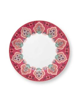 PIP_Studio-Plate-ontbijtbord-FLOWER-FESTIVAL-DECO-Dark Pink-21cm-donker-roze-goud-rand-51.001.295