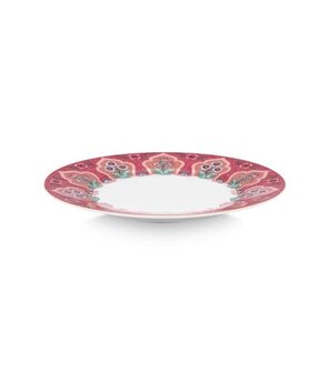 PIP_Studio-Plate-ontbijtbord-FLOWER-FESTIVAL-DECO-Dark Pink-21cm-donker-roze-goud-rand-51.001.295
