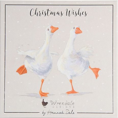Wrendale-Luxury-boxed-Christmas-cards-luxe-Kerstkaarten-enveloppen-box/8-DANCING-ON-ICE-Twee-ganzen-dansen-ijs-sneeuw-LXB007-Ha