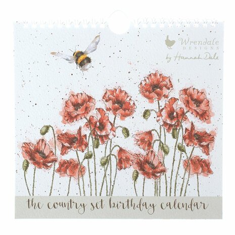 Wrendale-designs-birthday-Calendar-THE COUNTRY SET-BEE-vierkant-verjaardadgskalender-bijen-bosdieren-BC004