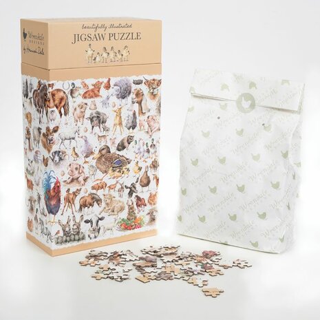 Wrendale-boxed-Jigsaw-puzzle-1000_pcs-THE_FARMYARD_SET-boerderij-dieren-koeien-paard-varken-kip-haan-PUZZLE005