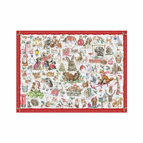 Wrendale-boxed-Jigsaw-puzzle-1000_pcs-A_COUNTRY_SET_CHRISTMAS-dieren-kerststemming,kerstmis,PUZZLE006,