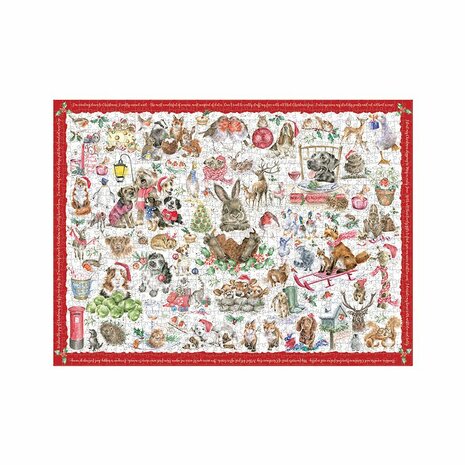 Wrendale-boxed-Jigsaw-puzzle-1000_pcs-A_COUNTRY_SET_CHRISTMAS-dieren-kerststemming,kerstmis,PUZZLE006,