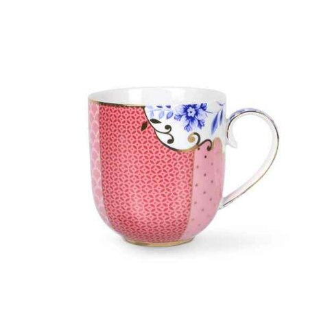 Pip-Studio-ROYAL-Pink-mug-Small-beker-roze/wit-260ml-blauwe-goudkleurige-bloemen-51002076