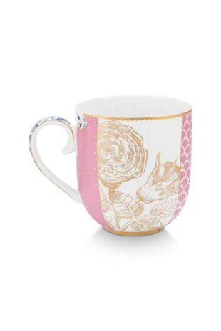 Pip-Studio-ROYAL-Pink-mug-Small-beker-roze/wit-260ml-blauwe-goudkleurige-bloemen-51002076