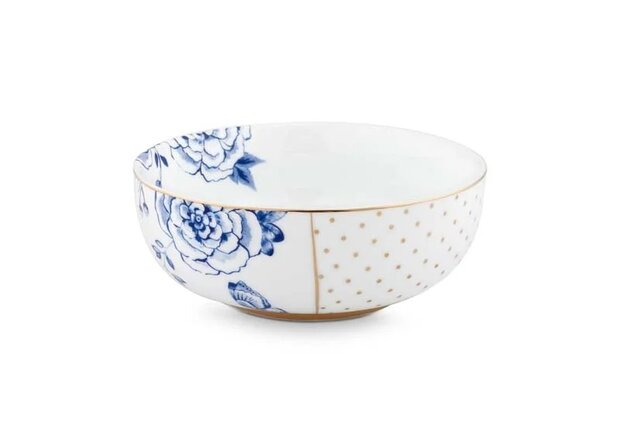 Pip-Studio-kom-bowl-ROYAL-WHITE-12.5cm-wit-goud-kleine-blauwe-bloemen-