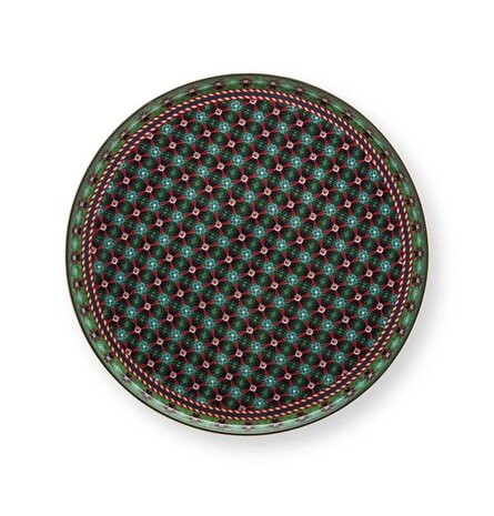 Pip-Studio-Mini-Cake-Tray-Clover-Green-deco-motief-groen-rond-21cm-51.018.163-bovenzijde