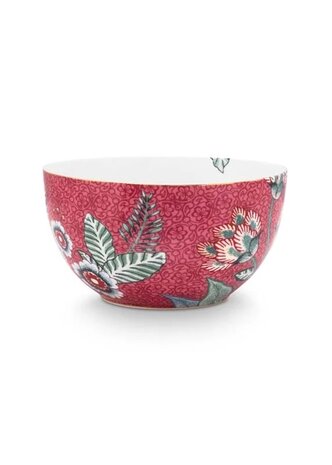 PIP_Studio-kom-bowl-small-12cm-FLOWER-FESTIVAL-Dark-Pink-donker-roze-bloemen-goud-randje-51.003.194