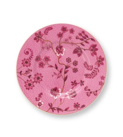 Pip-Studio-Petit_four-bordje-small-plate-JOLIE-Flowers-Pink-plate-12cm-donker-roze-bloemetjes-51.001.503