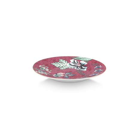 PIP_Studio-Petit-Four-bordje-FLOWER-FESTIVAL-Dark-Pink-12cm-donker-roze-bloemen-goud-randje-51.001.293