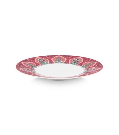 PIP_Studio-Plate-ontbijtbord-FLOWER-FESTIVAL-DECO-Dark Pink-21cm-donker-roze-goud-rand-51.001.295
