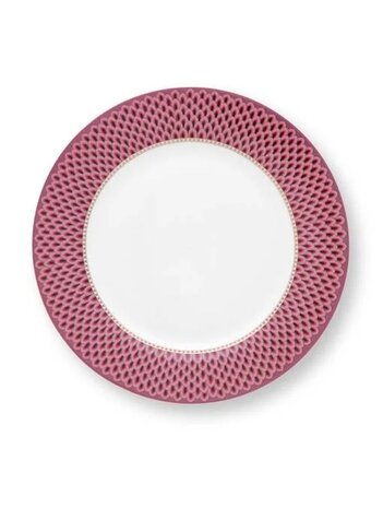PIP_Studio-Plate-dinerbord-FLOWER-FESTIVAL-SCALLOP-Dark Pink-26.5cm-donker-roze-goud-rand-51.001.296