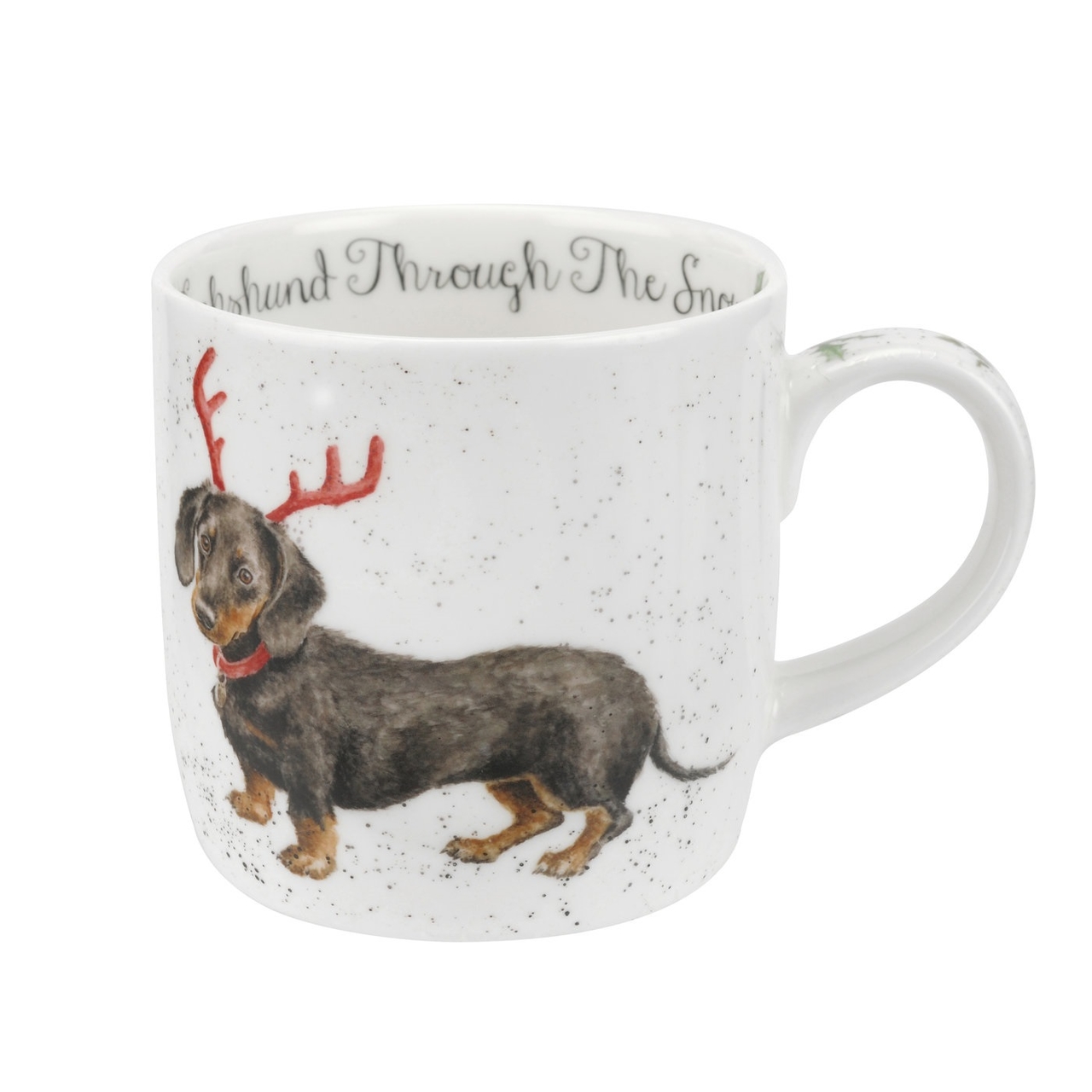 de sneeuw Verniel Eik Royal Worcester fine bone China beker mok 310ml DACHSHUND THROUGH THE SNOW  Wrendale Tekkels - aantafelgeschenken.nl