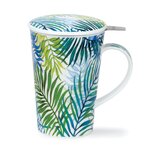 Dunoon-Shetland-set-3_delig-mug-infuser-lid-beker-theezeef-deksel-ORINOCO-leaves-tropische-bladeren-groen-blauw-design-Caroline