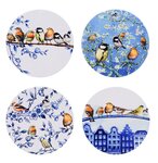 Heinen Delftsblauw gekleurde-porseleinen-onderzetters-rond-kurk-p/4-FOREST-BIRDS-Delftsblauw-P744