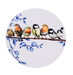Heinen Delftsblauw gekleurde-porseleinen-onderzetter-18cm-rond-kurk-FOREST-BIRDS-Delftsblauw-D3201