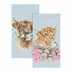Papieren-zakdoekjes-tissue-Wrendale-Designs-Cow-Daisy-Coo-blauw-Schotse-Hooglander-tis002