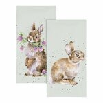 Papieren-zakdoekjes-tissue-Wrendale-Designs-RABBIT-HEAD-CLOVER-HEELS-Konijn-Klaver-TIS010