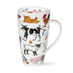 XL-beker-mok-fbC-Henley-600ml-Farmyard-Frolics-boerderij-dieren-koe-schaap-varken-haan-Design-Cherry-Denman