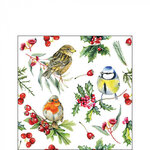 papieren-cocktail-servet-Ambiente-BIRDS_IN_WINTER-25x25-vogels-winter-kerstgroen-32519955