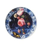 Heinen-Delfts-blauw-wandbord-plate-Medium-26cm-bloemen-van-de-gouden-eeuw-bont-schilderij-met-blauwe-bloemenrand-M405