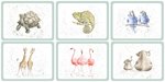 Pimpernel-Portmeirion-placemats-WRENDALE-Zoological-small-dierentuin-schildpad-olifant-flamingo-kunststof-kurk-set/6